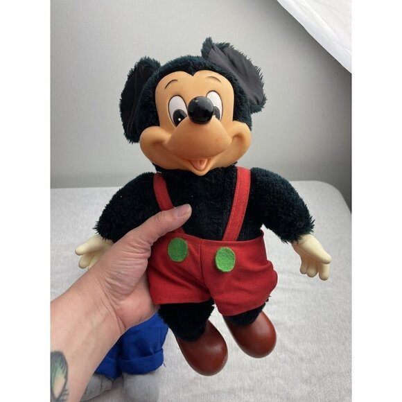 Vintage Applause Walt Disney Mickey Mouse Plastic Face Stuffed Toy 12" Hard Feet - Picture 8 of 9
